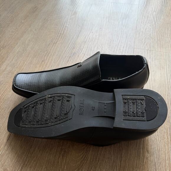 Royal Men’s Black Slip On Dress Shoes Loafers Square Toe Size 42 / US 9 main image 6